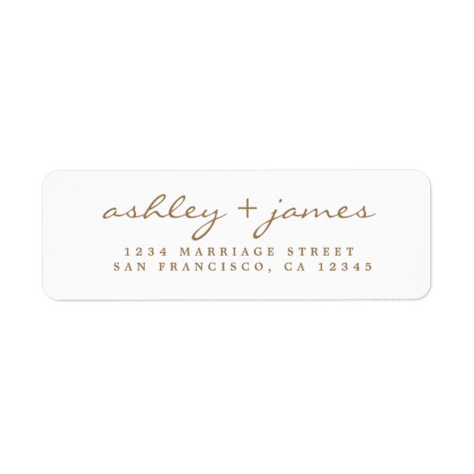 金ゴールドスクリプトエレガントウェディング差出人住所 ラベル (正面)