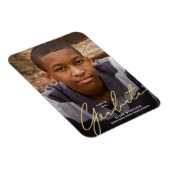 金ゴールドスクリプトオーバーレイ写真の卒業発表 マグネット (右側)