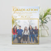 金ゴールドスクリプトオーバーレイ |グループフォト卒業 案内状 (スタンド正面)