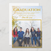 金ゴールドスクリプトオーバーレイ |グループフォト卒業 案内状 (正面/裏面)