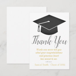 金ゴールドスクリプトキャップとタッセル卒業 サンキューカード