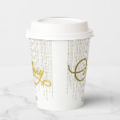金ゴールドスクリプトグリッターレッドホワイトファミリークリスマス 紙コップ (左)