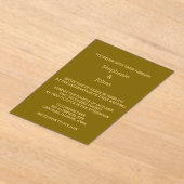 金ゴールドスクリプトゴールデンイエローブラウンエレガントな結婚式 アクリル招待状 (レイダウン)