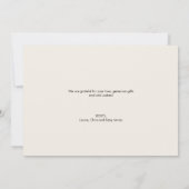 金ゴールドスクリプトニュートラルクリームベージュ3ベビーの写真 サンキューカード (裏面)