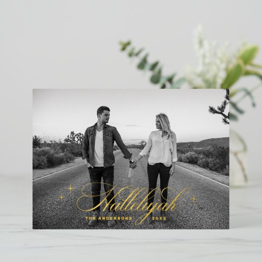 金ゴールドスクリプトハレルヤのクリスマス | 宗教写真 箔シーズンカード