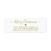 金ゴールドスクリプトハートクリスマス差出人住所ラベル ラベル (正面)