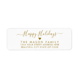 金ゴールドスクリプトハートクリスマス差出人住所ラベル ラベル