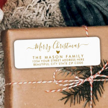 金ゴールドスクリプトハートクリスマス差出人住所ラベル