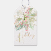 金ゴールドスクリプトパステルピンクポインセチア ギフトタグ (正面)