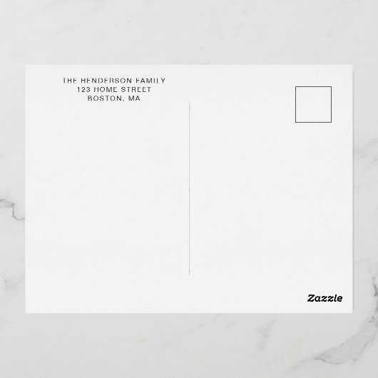 金ゴールドスクリプトピンクギンガムメリークリスマス 箔シーズンポストカード (裏面)