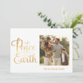 金ゴールドスクリプトフォトホリデーグリーンエレガントクリスマス シーズンカード (スタンド正面)