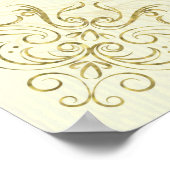 金ゴールドスクリプトフローラ結婚フレームの座席表 ポスター (角)