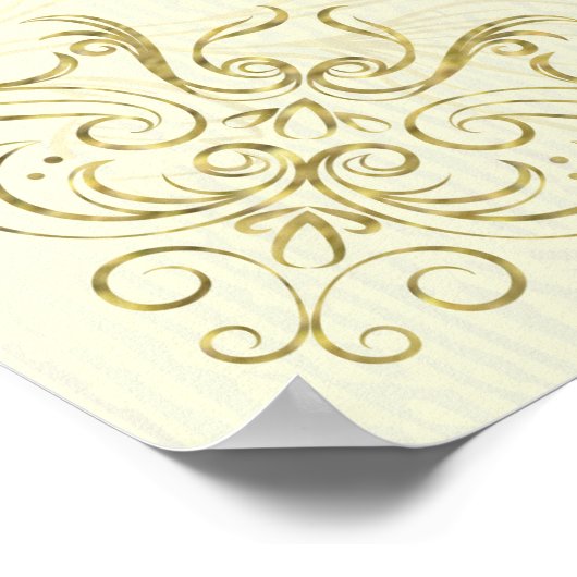 金ゴールドスクリプトフローラ結婚フレームの座席表 ポスター (角)