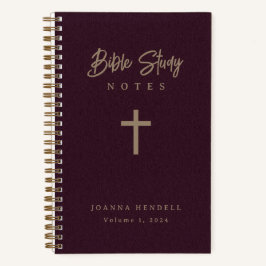 金ゴールドスクリプトブルゴーニュレザールックバイブル勉強 ノートブック