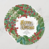 金ゴールドスクリプトホリデーメリークリスマスシクルカード シーズンカード (正面/裏面)