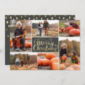 金ゴールドスクリプトメリークリスマスコラージホリデーカード シーズンカード (正面/裏面)