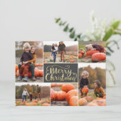 金ゴールドスクリプトメリークリスマスコラージホリデーカード シーズンカード (スタンド正面)