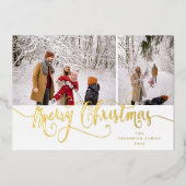 金ゴールドスクリプトメリークリスマスタータンチェック写真 箔シーズンカード (正面)