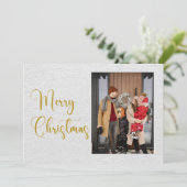 金ゴールドスクリプトメリークリスマスファミリーフォトカード シーズンカード (スタンド正面)