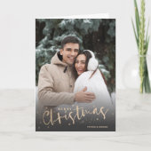 金ゴールドスクリプトメリークリスマスフォト シーズンカード (正面)