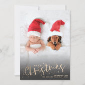 金ゴールドスクリプトメリークリスマスフォト シーズンカード (正面)