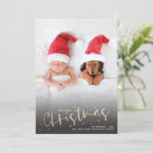 金ゴールドスクリプトメリークリスマスフォト シーズンカード (スタンド正面)