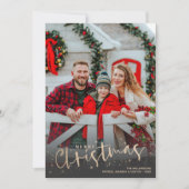 金ゴールドスクリプトメリークリスマスフォト シーズンカード (正面)