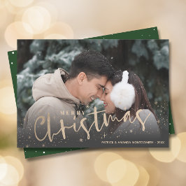 金ゴールドスクリプトメリークリスマスフォト シーズンカード