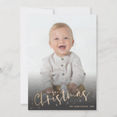 金ゴールドスクリプトメリークリスマスフォト シーズンカード (正面)