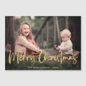 金ゴールドスクリプトメリークリスマスホリデーフォト磁気 (正面)