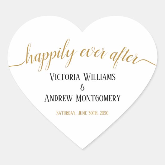 金ゴールドスクリプトモダンの後の楽し結婚み ハートシール (正面)