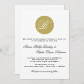 金ゴールドスクリプトモノグラムフォーマル結婚式招待状 招待状 (正面/裏面)