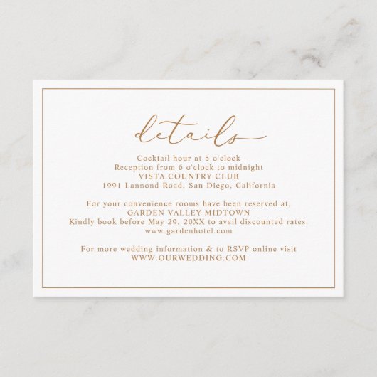 金ゴールドスクリプト予算結婚の詳細エンクロージャカード エンクロージャーカード (正面)