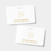 金ゴールドスクリプト会社ロゴIDカスタム従業員スタッフ バッジ (正面＆裏面)