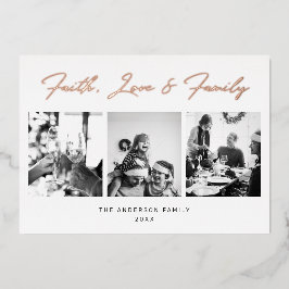 金ゴールドスクリプト信仰、愛と家族のクリスマスフォト 箔シーズンカード