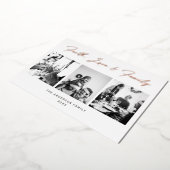 金ゴールドスクリプト信仰、愛と家族のクリスマスフォト 箔シーズンカード (回転した状態)