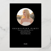 金ゴールドスクリプト写真テンプレートの卒業 箔招待状 (裏面)