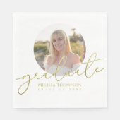 金ゴールドスクリプト卒業パーティフォトカスタムー スタンダードランチョンナプキン (正面)