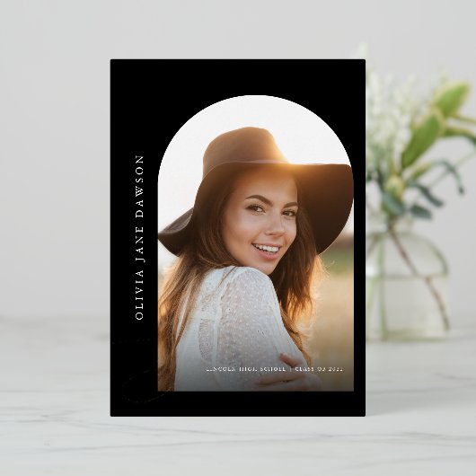 金ゴールドスクリプト卒業フォイル招待状 箔招待状 (立ち正面)