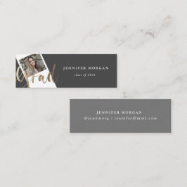 金ゴールドスクリプト卒業フォトネームカード スキニー名刺