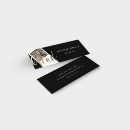 金ゴールドスクリプト卒業フォトネームカード スキニー名刺