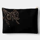 金ゴールドスクリプト名パーソナライズされたブラックコスメティックバッグ アクセサリーポーチ (裏面)