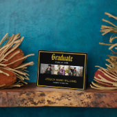 金ゴールドスクリプト名学校フォトコラージュ卒業 フォトプラーク (側面)