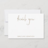 金ゴールドスクリプト名5写真結婚の感謝 ノートカード (正面)