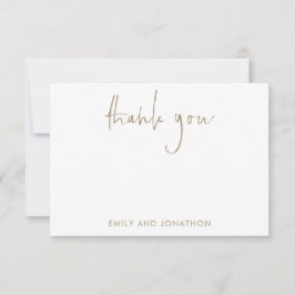 金ゴールドスクリプト名5写真結婚の感謝 ノートカード