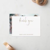 金ゴールドスクリプト名5写真結婚の感謝 ノートカード (正面/裏面インサイチュ)