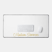 金ゴールドスクリプト名White Desk Mat デスクマット (キーボード&マウス)