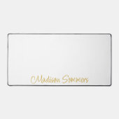 金ゴールドスクリプト名White Desk Mat デスクマット (正面)