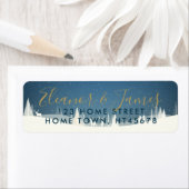 金ゴールドスクリプト名Winter Snow Scene差出人住所 ラベル (インサイチュ)