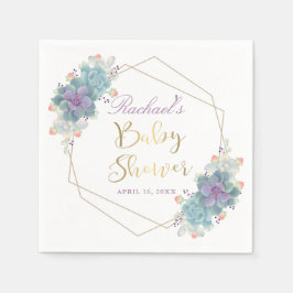 金ゴールドスクリプト多汁金ゴールド幾何学赤ちゃんシャワー スタンダードカクテルナプキン